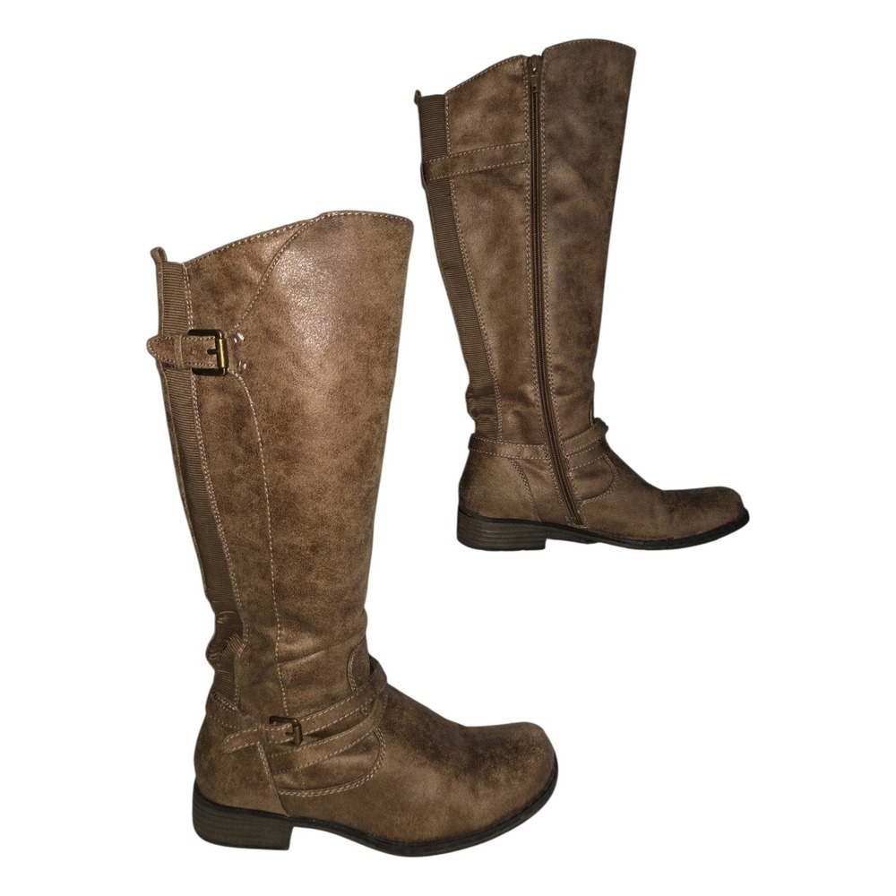 BareTraps Keanna Womens Brown Distressed Tall Knee High‎ Boots Size 9M